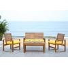 Safavieh Home Collection Hailey Outdoor Living 4-Piece Acacia Patio Furniture Set, Brown and Yellow
