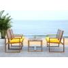 Safavieh Home Collection Hailey Outdoor Living 4-Piece Acacia Patio Furniture Set, Brown and Yellow