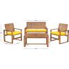 Safavieh Home Collection Hailey Outdoor Living 4-Piece Acacia Patio Furniture Set, Brown and Yellow