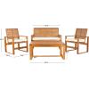 Safavieh Home Collection Hailey Outdoor Living Acacia Patio Set, Brown, 4-Piece