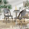 Safavieh Home Collection Hooper Indoor-Outdoor Stacking Side Chairs | Black, White Light Brown | Set of 2(Black / White)