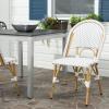 Safavieh Home Collection Hooper Indoor-Outdoor Stacking Side Chairs | Black, White Light Brown | Set of 2(Blue / White)