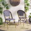 Safavieh Home Collection Hooper Indoor-Outdoor Stacking Side Chairs | Black, White Light Brown | Set of 2(Navy / White)
