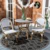 Safavieh Home Collection Hooper Indoor-Outdoor Stacking Side Chairs | Black, White Light Brown | Set of 2(White / Grey)