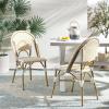 Safavieh Home Collection Hooper Indoor-Outdoor Stacking Side Chairs | Black, White Light Brown | Set of 2(Yellow / White)