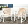 Safavieh Home Collection Irina Outdoor Arm Chair, White and Grey, Set of 2(White / Oak)