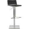 Safavieh Home Collection Mitchell Stainless Steel and Grey Leather Adjustable Gas Lift 21.7-30.7-inch Bar Stool(black)