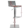 Safavieh Home Collection Mitchell Stainless Steel and Grey Leather Adjustable Gas Lift 21.7-30.7-inch Bar Stool(grey)