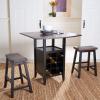 Safavieh Home Emeric Dark Espresso and Black Oak 3-piece Drop Leaf Table Storage -Rack -Pub -Set(Brown / Black)