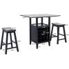 Safavieh Home Emeric Dark Espresso and Black Oak 3-piece Drop Leaf Table Storage -Rack -Pub -Set(Brown / Black)
