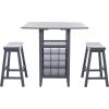 Safavieh Home Emeric Dark Espresso and Black Oak 3-piece Drop Leaf Table Storage -Rack -Pub -Set(Grey)