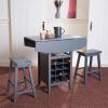 Safavieh Home Emeric Dark Espresso and Black Oak 3-piece Drop Leaf Table Storage -Rack -Pub -Set(Grey)