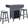 Safavieh Home Emeric Dark Espresso and Black Oak 3-piece Drop Leaf Table Storage -Rack -Pub -Set(Grey)