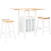 Safavieh Home Emeric Dark Espresso and Black Oak 3-piece Drop Leaf Table Storage -Rack -Pub -Set(Natural / White)