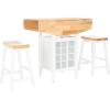 Safavieh Home Emeric Dark Espresso and Black Oak 3-piece Drop Leaf Table Storage -Rack -Pub -Set(Natural / White)
