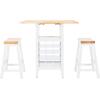 Safavieh Home Emeric Dark Espresso and Black Oak 3-piece Drop Leaf Table Storage -Rack -Pub -Set(Natural / White)