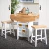 Safavieh Home Emeric Dark Espresso and Black Oak 3-piece Drop Leaf Table Storage -Rack -Pub -Set(Natural / White)
