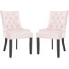 Safavieh Home Harlow Emerald Green Velvet Tufted Ring Chair, Set of 2(Blush)
