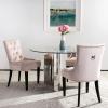Safavieh Home Harlow Emerald Green Velvet Tufted Ring Chair, Set of 2(Blush)