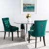 Safavieh Home Harlow Emerald Green Velvet Tufted Ring Chair, Set of 2(Emerald)