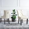 Safavieh Home Harlow Emerald Green Velvet Tufted Ring Chair, Set of 2(Flat Cream)