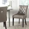 Safavieh Home Harlow Emerald Green Velvet Tufted Ring Chair, Set of 2(Light Blue)