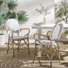 Safavieh Home Hooper Navy and White Indoor/Outdoor Rattan Stacking Arm Chair, Set of 2(Black / White)