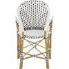 Safavieh Home Hooper Navy and White Indoor/Outdoor Rattan Stacking Arm Chair, Set of 2(Black / White)