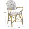 Safavieh Home Hooper Navy and White Indoor/Outdoor Rattan Stacking Arm Chair, Set of 2(Black / White)