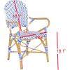 Safavieh Home Hooper Navy and White Indoor/Outdoor Rattan Stacking Arm Chair, Set of 2(Blue / White)