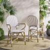 Safavieh Home Hooper Navy and White Indoor/Outdoor Rattan Stacking Arm Chair, Set of 2(Grey / White)