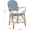 Safavieh Home Hooper Navy and White Indoor/Outdoor Rattan Stacking Arm Chair, Set of 2(Navy / White)