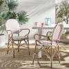 Safavieh Home Hooper Navy and White Indoor/Outdoor Rattan Stacking Arm Chair, Set of 2(Red / White)