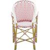 Safavieh Home Hooper Navy and White Indoor/Outdoor Rattan Stacking Arm Chair, Set of 2(Red / White)