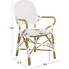 Safavieh Home Hooper Navy and White Indoor/Outdoor Rattan Stacking Arm Chair, Set of 2(White)