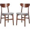 Safavieh Home Lucca Retro Natural Dining Chair, Set of 2, Wood(Walnut / Grey)