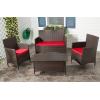 Safavieh Outdoor Collection 4 Piece Mojavi Wicker Patio Set, Grey/Black(Grey / Black)