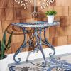 Safavieh Outdoor Collection Annalise Antique White Accent Table(Mossy Blue)