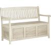 Safavieh Outdoor Collection Brisbane Grey Storage Bench(Distressed/White)
