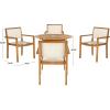 Safavieh Outdoor Collection Chante Teak 35.4″ Round Table 5 Piece Dining Set