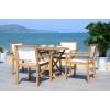 Safavieh Outdoor Collection Chante Teak 35.4″ Round Table 5 Piece Dining Set