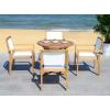 Safavieh Outdoor Collection Chante Teak 35.4″ Round Table 5 Piece Dining Set