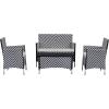 Safavieh Outdoor Collection Figueroa Black and White 4-Piece Patio Set(Black/White Chevron)