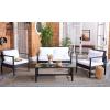 Safavieh Outdoor Collection Garnen Wicker Cushion 4-Piece Living Set PAT7714D, Natural/White(Black / White)
