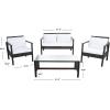 Safavieh Outdoor Collection Garnen Wicker Cushion 4-Piece Living Set PAT7714D, Natural/White(Brown / White)