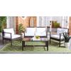 Safavieh Outdoor Collection Garnen Wicker Cushion 4-Piece Living Set PAT7714D, Natural/White(Brown / White)