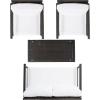 Safavieh Outdoor Collection Garnen Wicker Cushion 4-Piece Living Set PAT7714D, Natural/White(Brown / White)