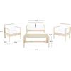 Safavieh Outdoor Collection Garnen Wicker Cushion 4-Piece Living Set PAT7714D, Natural/White(Grey / White)