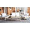 Safavieh Outdoor Collection Garnen Wicker Cushion 4-Piece Living Set PAT7714D, Natural/White(Grey / White)