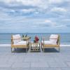 Safavieh Outdoor Collection Garnen Wicker Cushion 4-Piece Living Set PAT7714D, Natural/White(Natural / White)